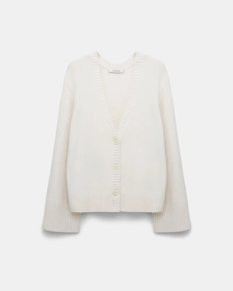Dorothee Schumacher Softer Cardigan mit V-Ausschnitt aus Kaschmir-Mix Weiß