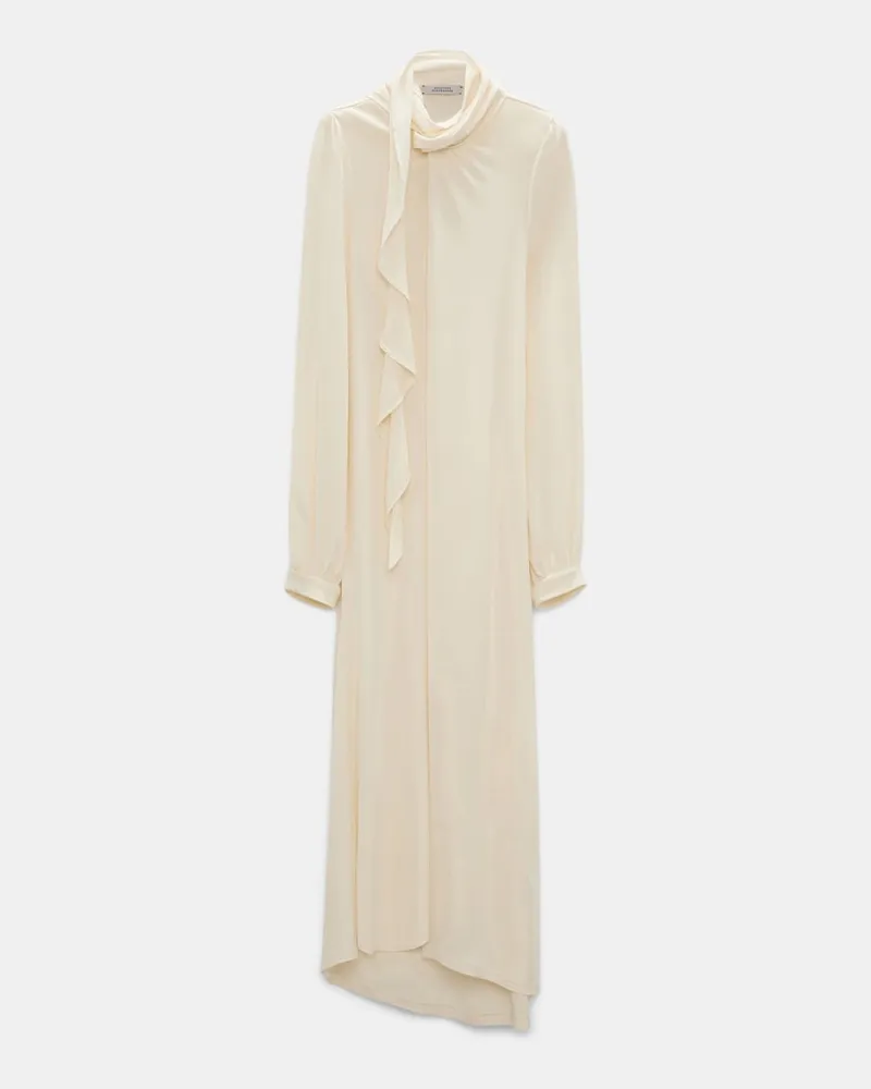 Dorothee Schumacher Kleid aus fließendem Crêpe-Jersey mit Volant Weiß