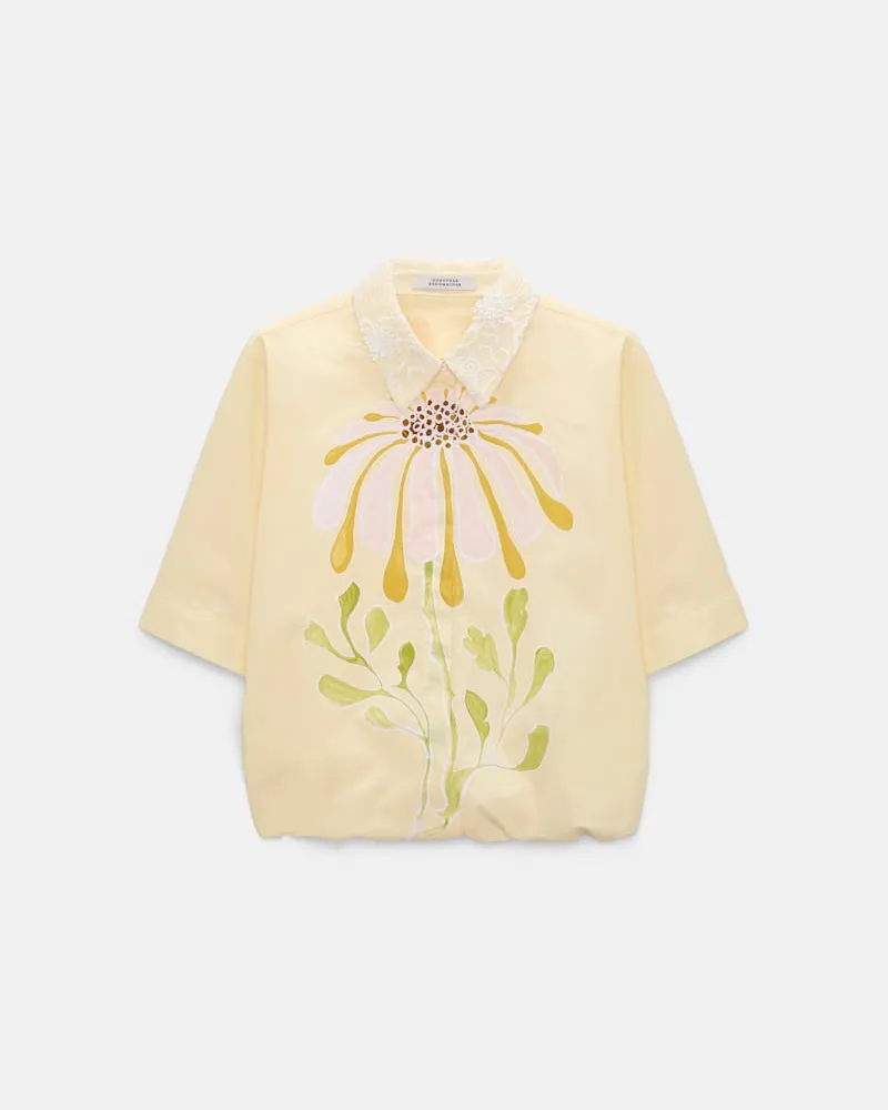 Dorothee Schumacher Bluse mit floralem Signature-Print aus Baumwoll-Popeline Gelb