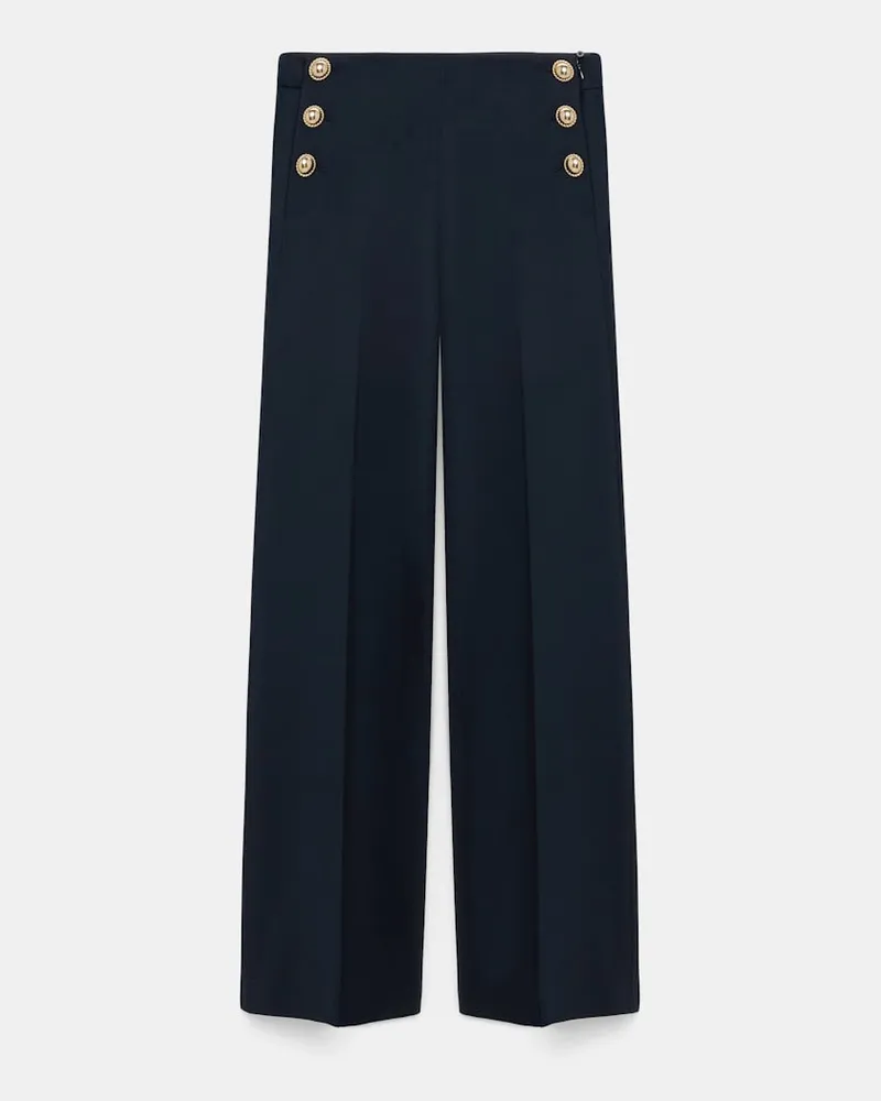 Dorothee Schumacher Hose aus Punto Milano mit goldenen Knöpfen Blau