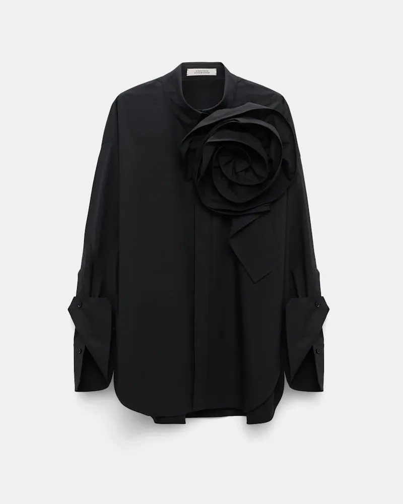 Dorothee Schumacher Bluse mit Maxi-Blumenbrosche Schwarz