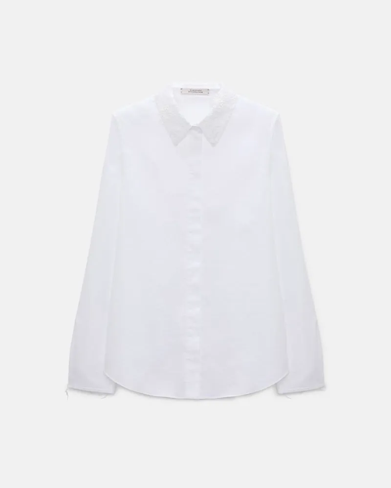 Dorothee Schumacher Baumwollbluse mit abnehmbarem Kragen aus Spitze Weiß