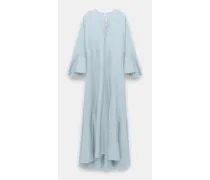 Kleid aus Leinenmix mit tiefem V-Ausschnitt und Volants