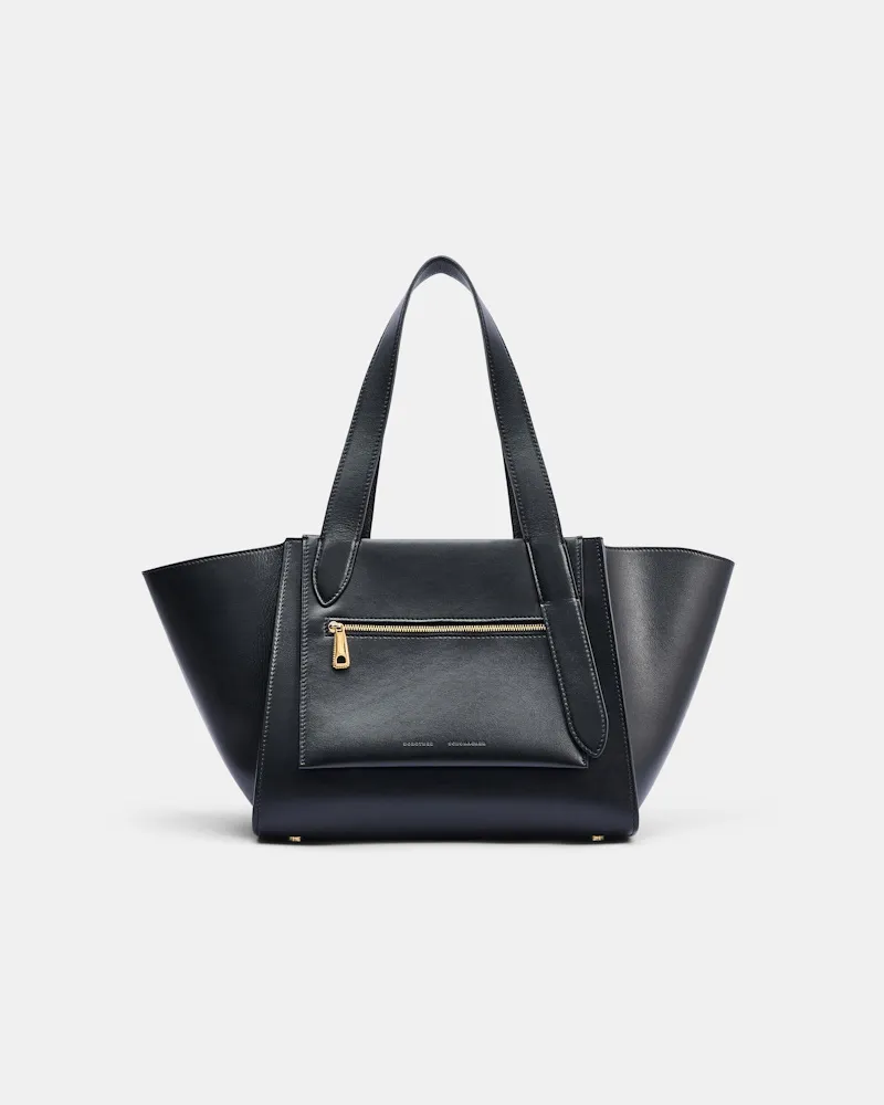 Dorothee Schumacher Horizontale Tote Bag aus geschmeidigem Kalbsleder Schwarz
