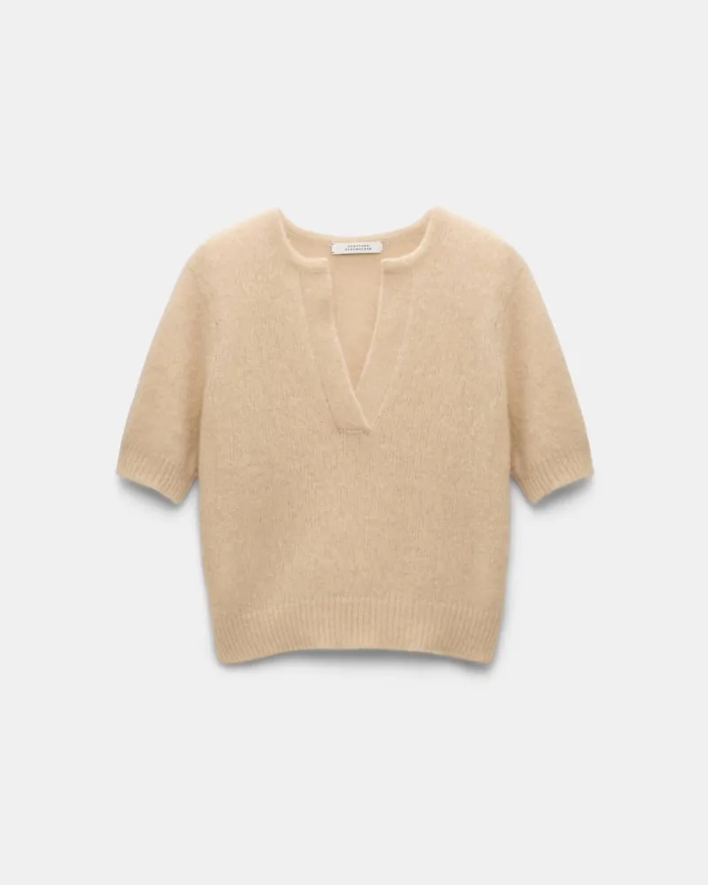 Dorothee Schumacher Besonders softer Kaschmirpullover mit verkürztem Arm Beige