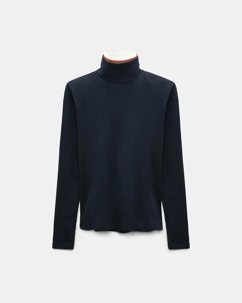 Dorothee Schumacher Rollkragenpullover mit gedoppelten Strickkragen Blau