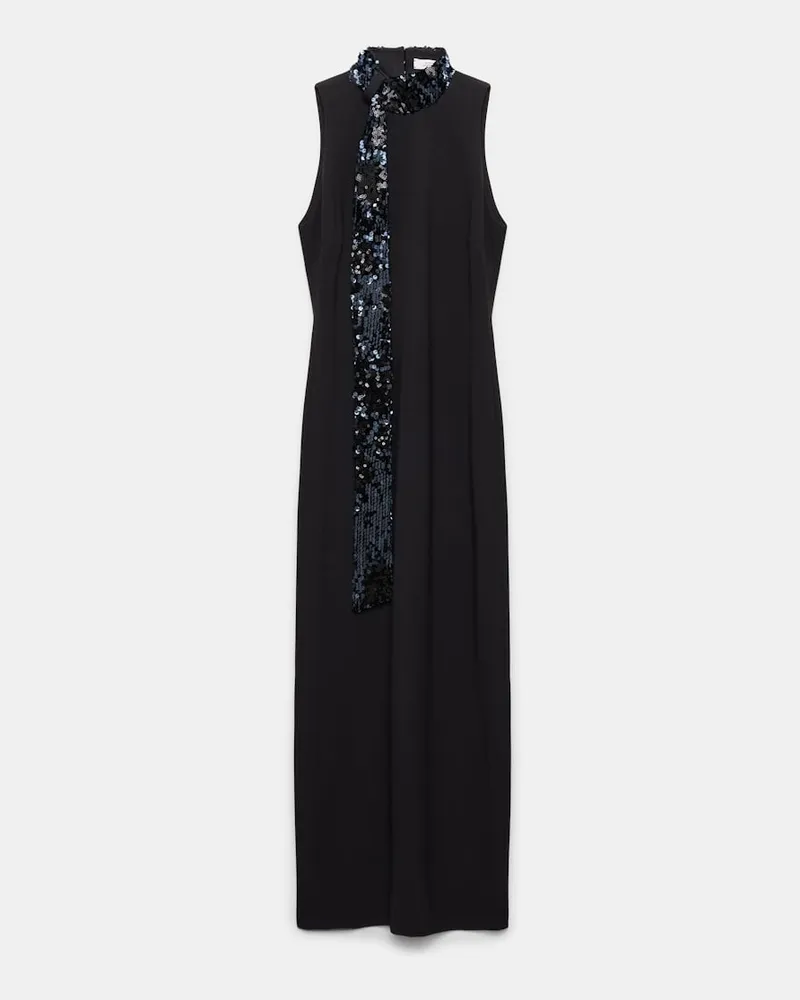 Dorothee Schumacher Kleid aus Punto Milano mit Pailletten-Schal Schwarz