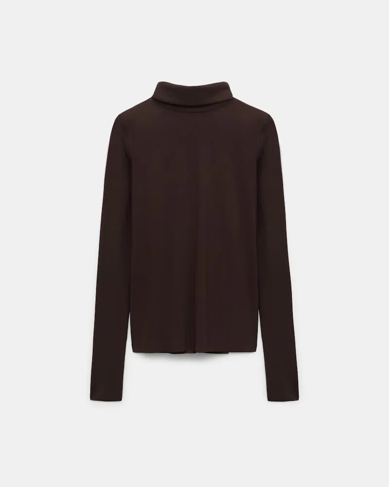 Dorothee Schumacher Longsleeve mit Rollkragen aus leichtem, technischem Jersey Braun