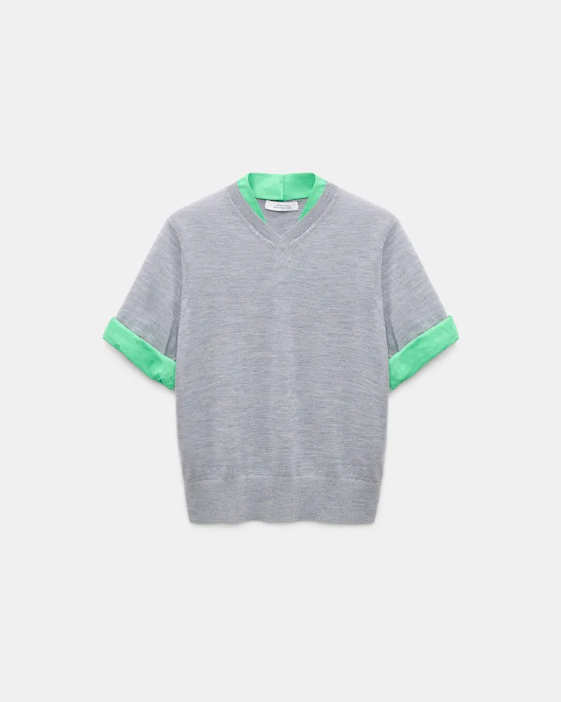 Dorothee Schumacher Pullover im Layering-Look aus extrafeinem Merino Grau
