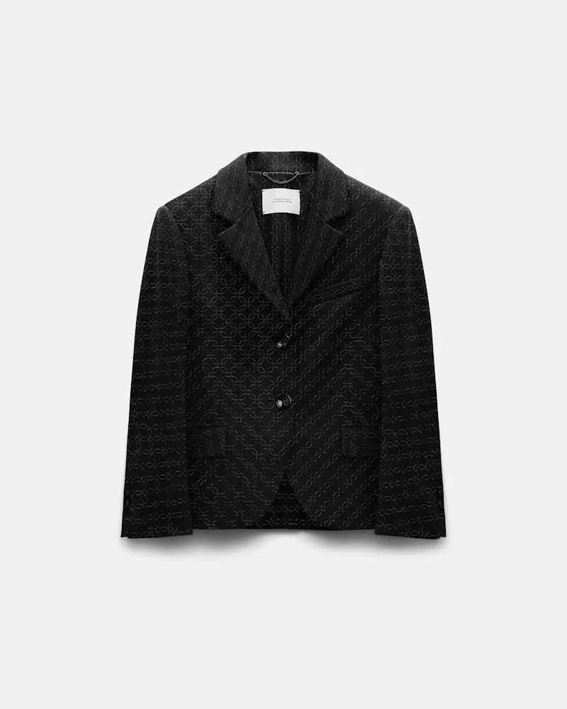 Dorothee Schumacher Mini-Blazer aus besticktem Punto Milano Schwarz