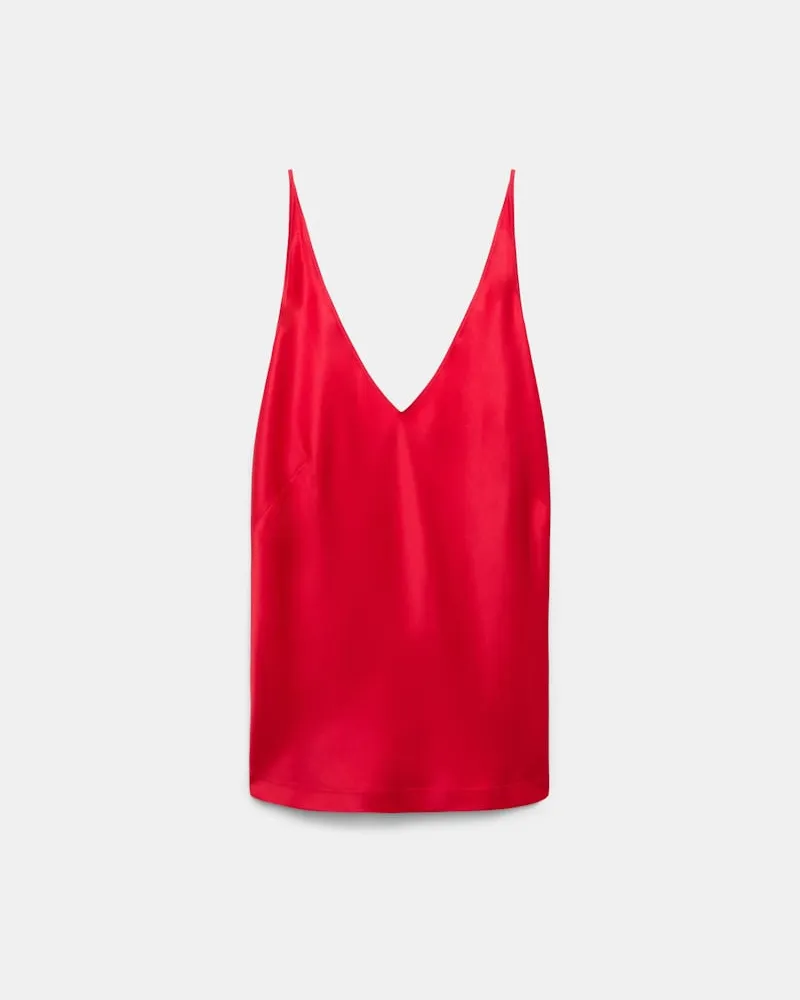 Dorothee Schumacher Top mit V-Ausschnitt aus Satin Rot