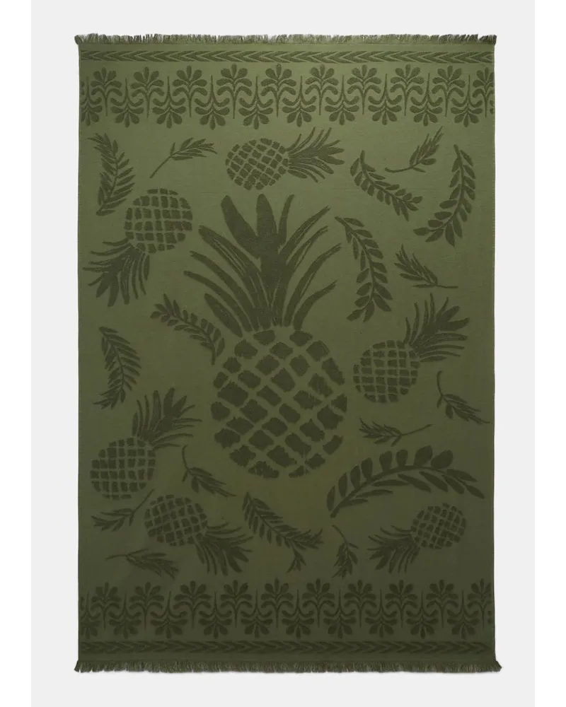 Dorothee Schumacher Badehandtuch mit gewebtem Ananas-Jacquardmuster Grün