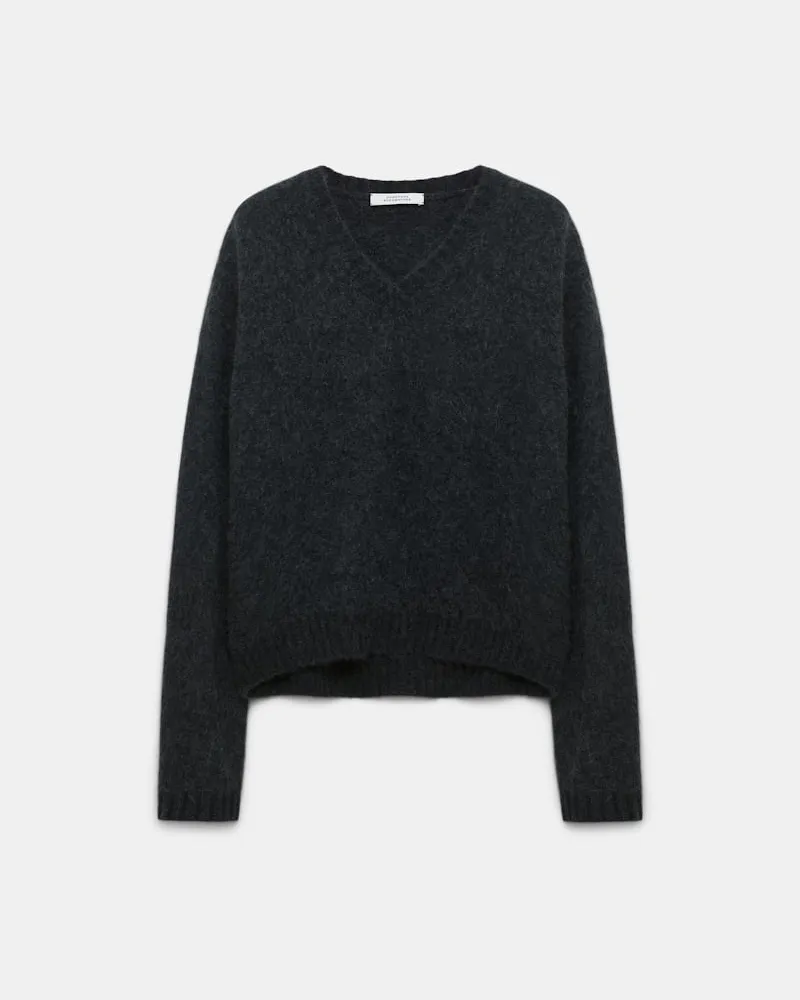 Dorothee Schumacher Fluffy Pullover mit V-Ausschnitt Grau