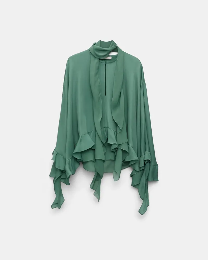 Dorothee Schumacher Cape Bluse mit abnehmbarem Schal-Detail Grün