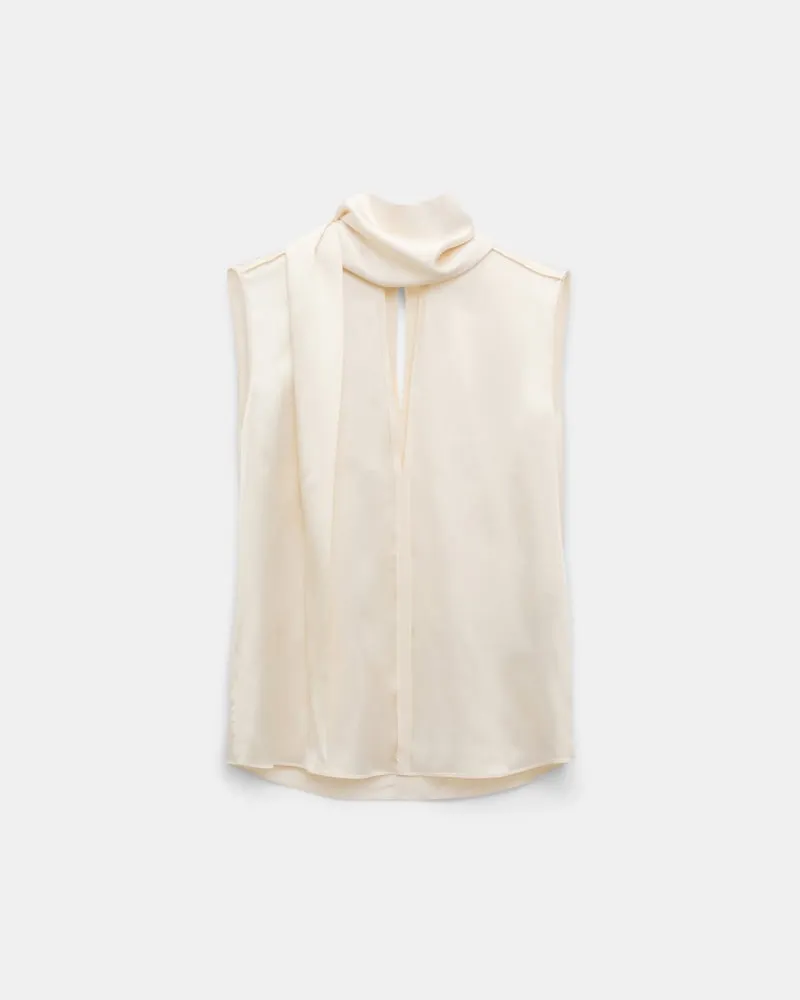 Dorothee Schumacher Ärmellose Bluse aus Seidensatin Weiß