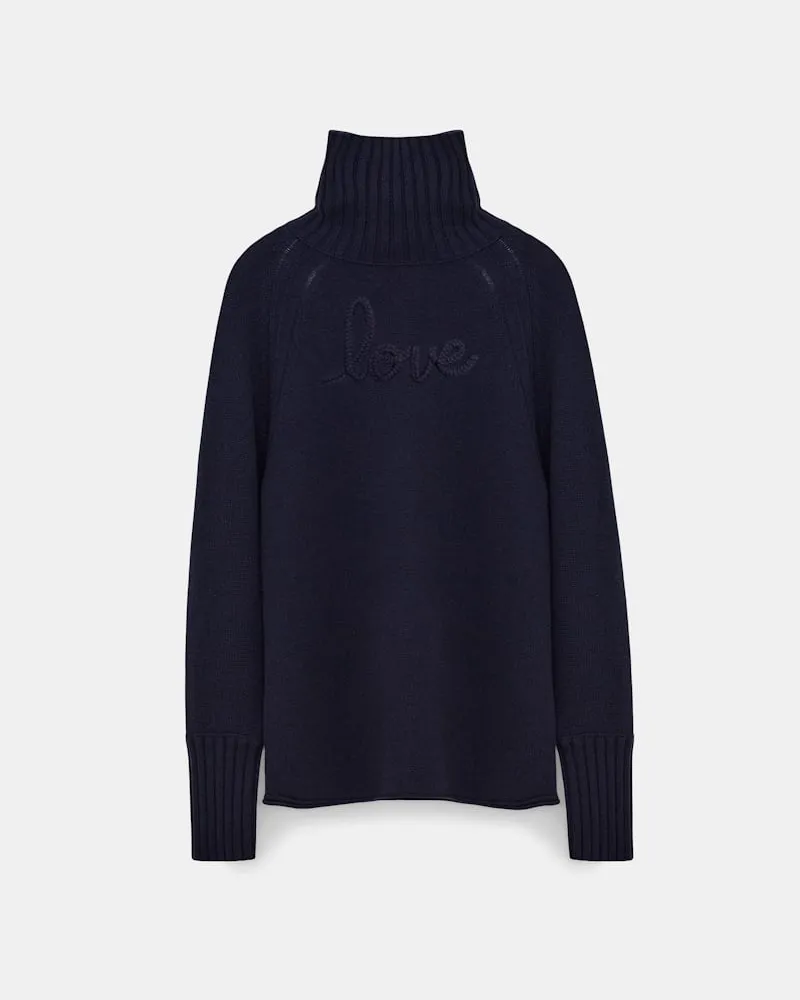 Dorothee Schumacher Rollkragenpullover aus Merino und Kaschmir Blau