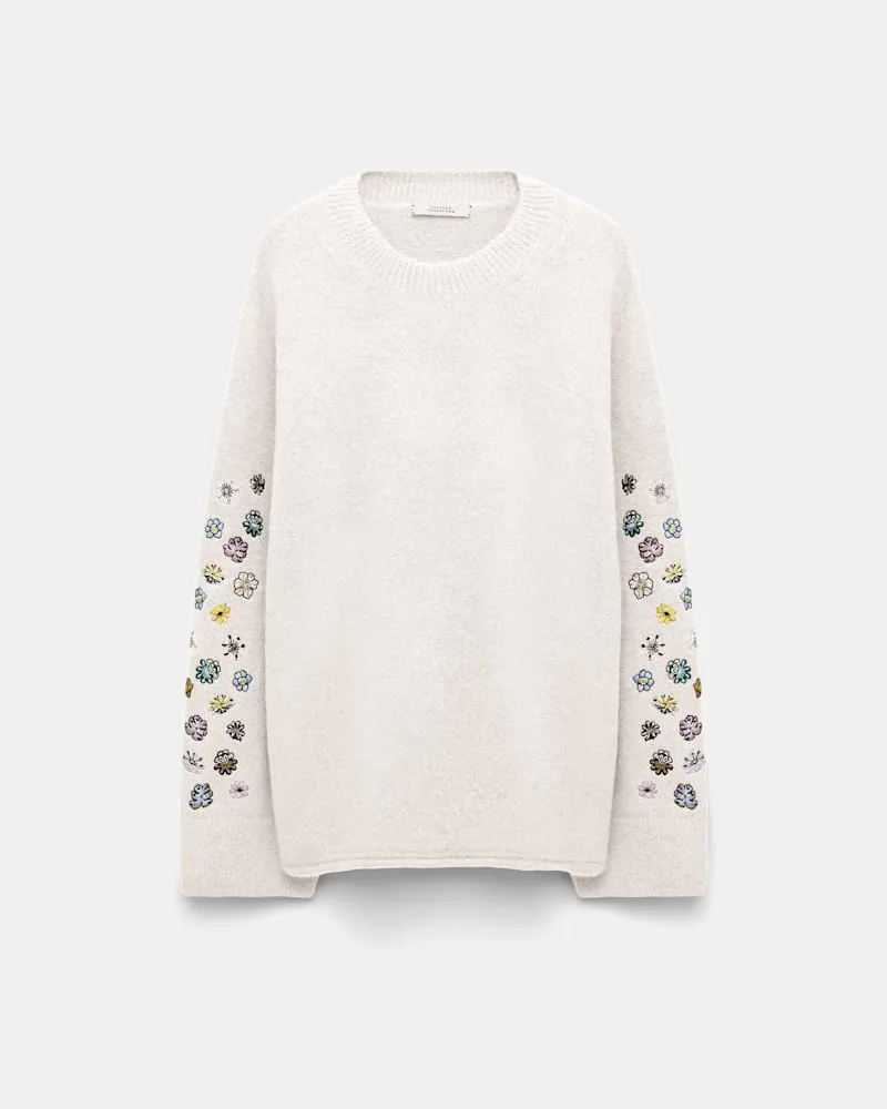 Dorothee Schumacher Pullover aus Alpaka-Mix mit Embroidery Weiß