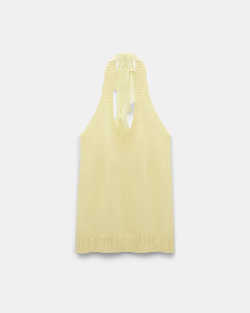 Dorothee Schumacher Halterneck-Top aus Merino und Kaschmir Gelb