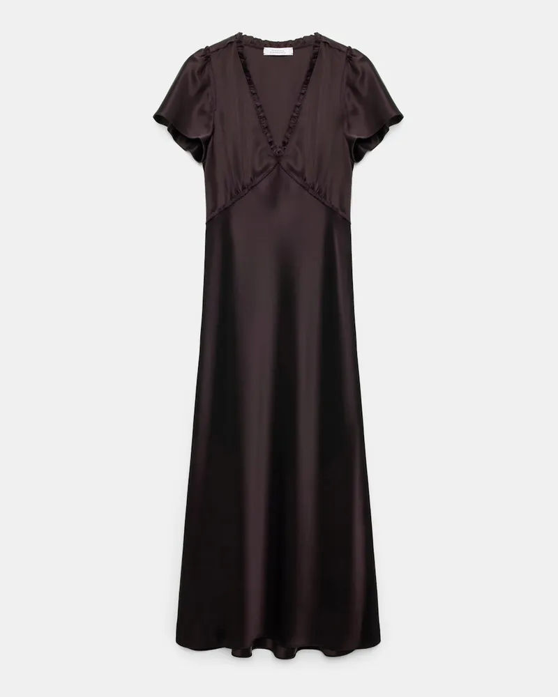 Dorothee Schumacher Midi-Kleid aus technischem Satin Braun