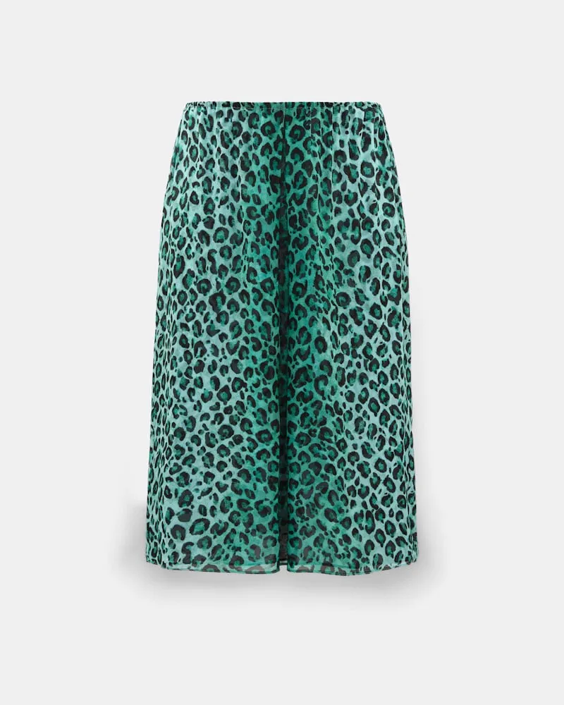 Dorothee Schumacher Midi-Rock mit Leopardenmuster aus Viskose-Georgette Grün