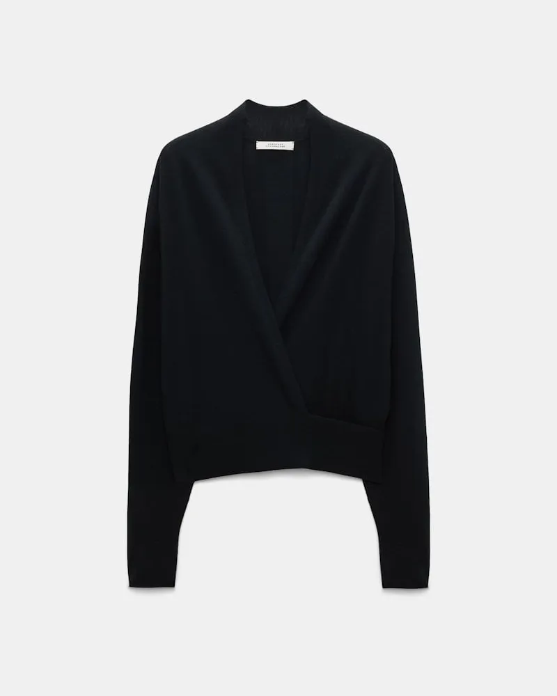 Dorothee Schumacher Cardigan mit Cross-Over Knöpfung Schwarz