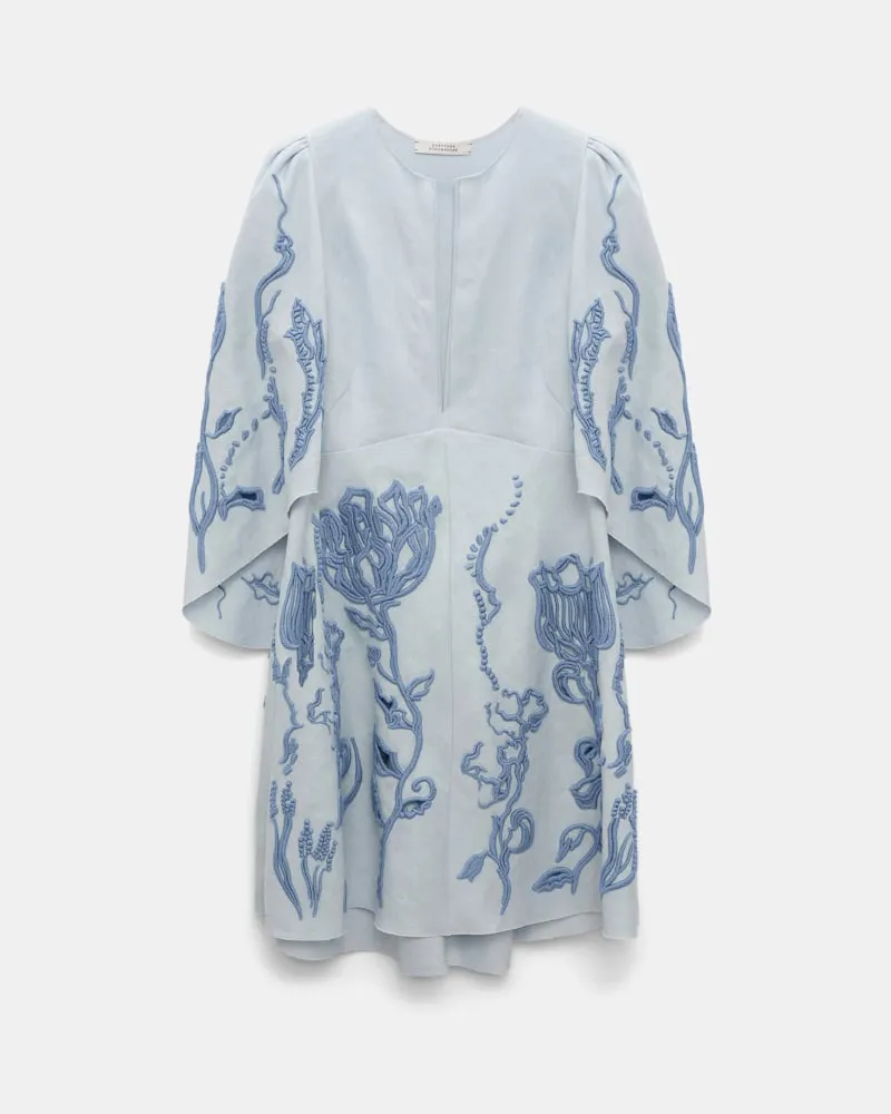 Dorothee Schumacher Kurzes Kleid aus besticktem Leinen Blau