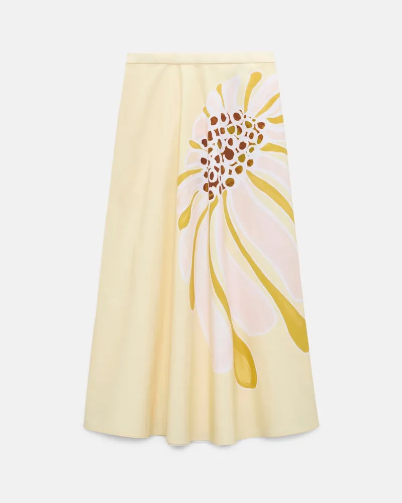 Dorothee Schumacher Midi-Rock mit floralem Signature-Print aus Baumwoll-Popeline Gelb