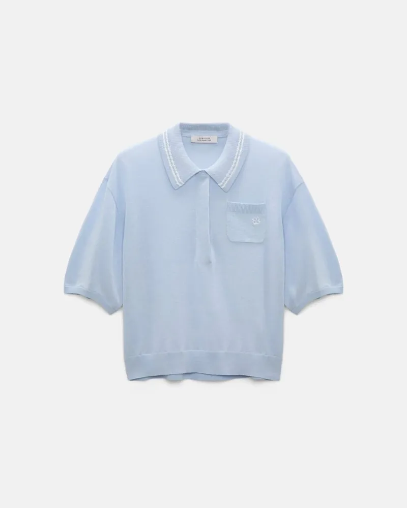 Dorothee Schumacher Strick-Poloshirt mit Stickerei Blau
