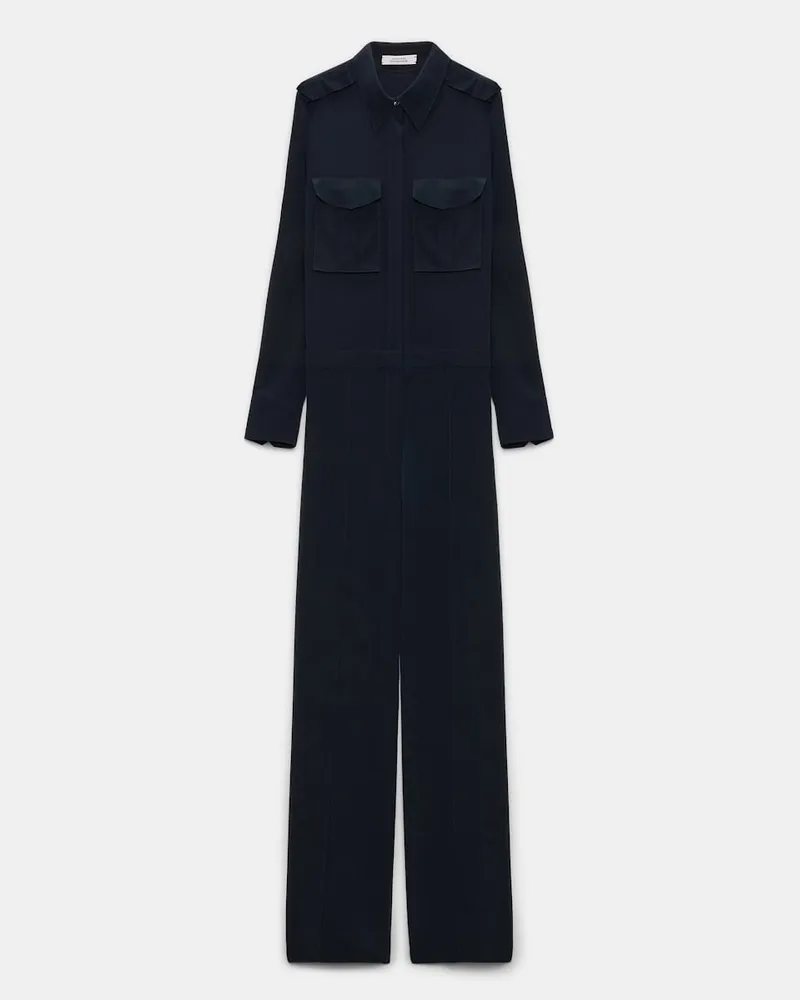 Dorothee Schumacher Jumpsuit aus Seiden Crêpe de Chine Blau