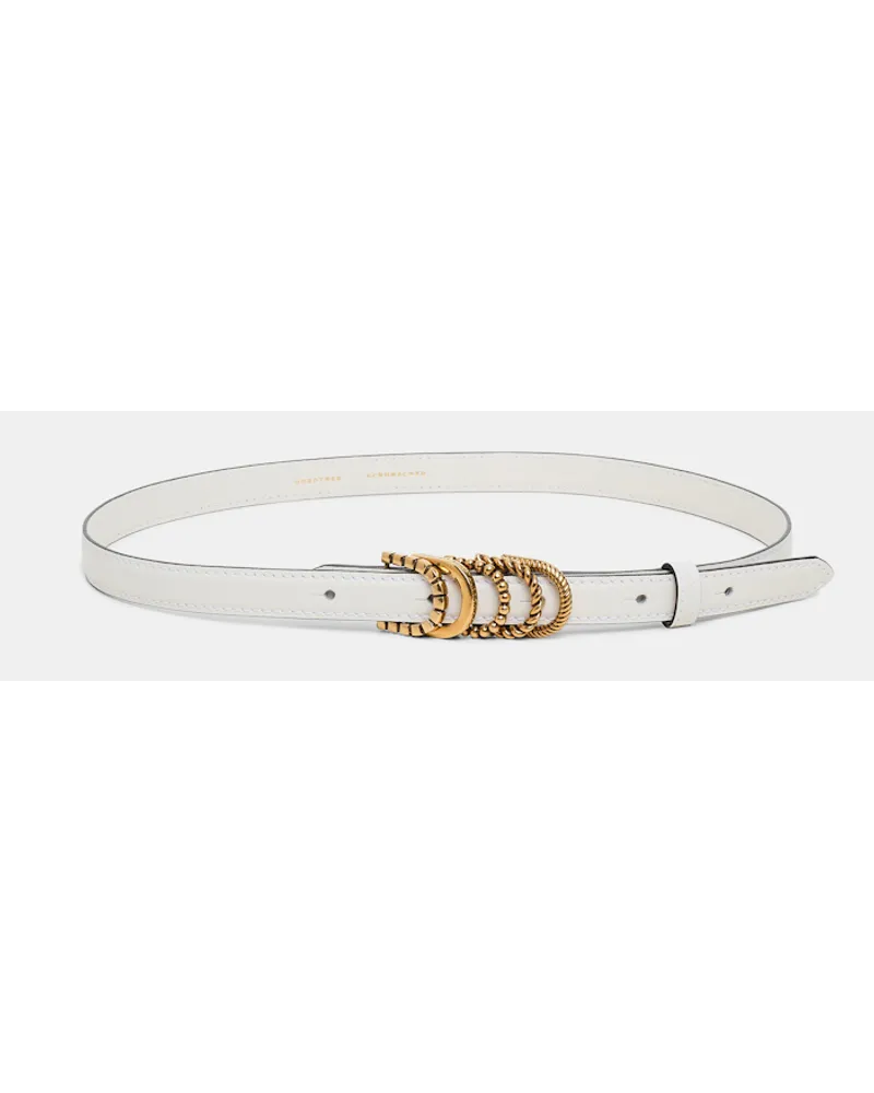 Dorothee Schumacher Schmaler Gürtel aus weichem Kalbsleder mit D-Rings Weiß