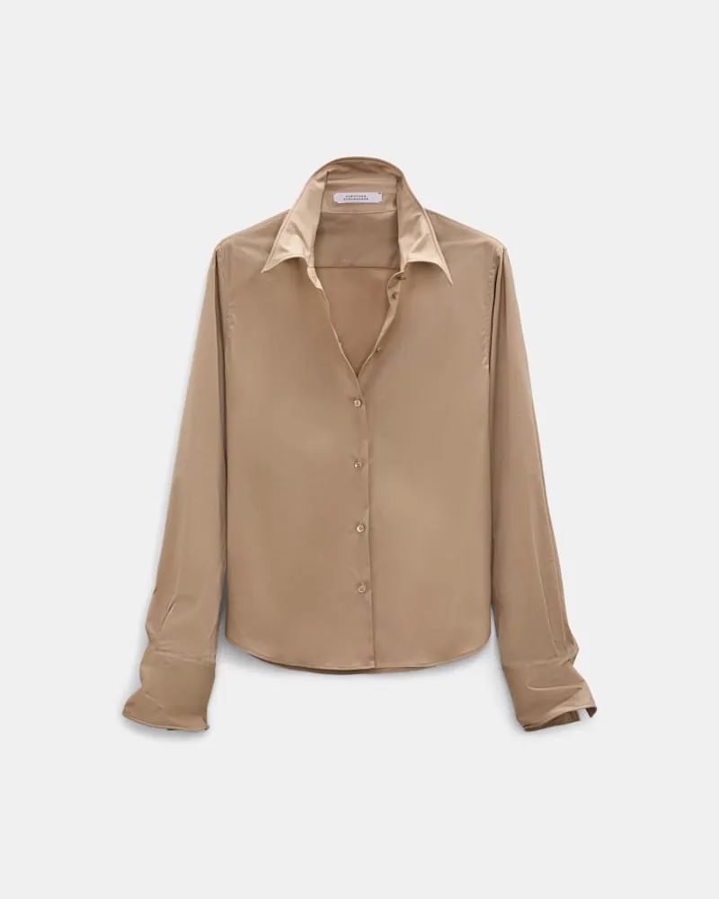 Dorothee Schumacher Cropped Bluse aus Stretch-Popeline Beige