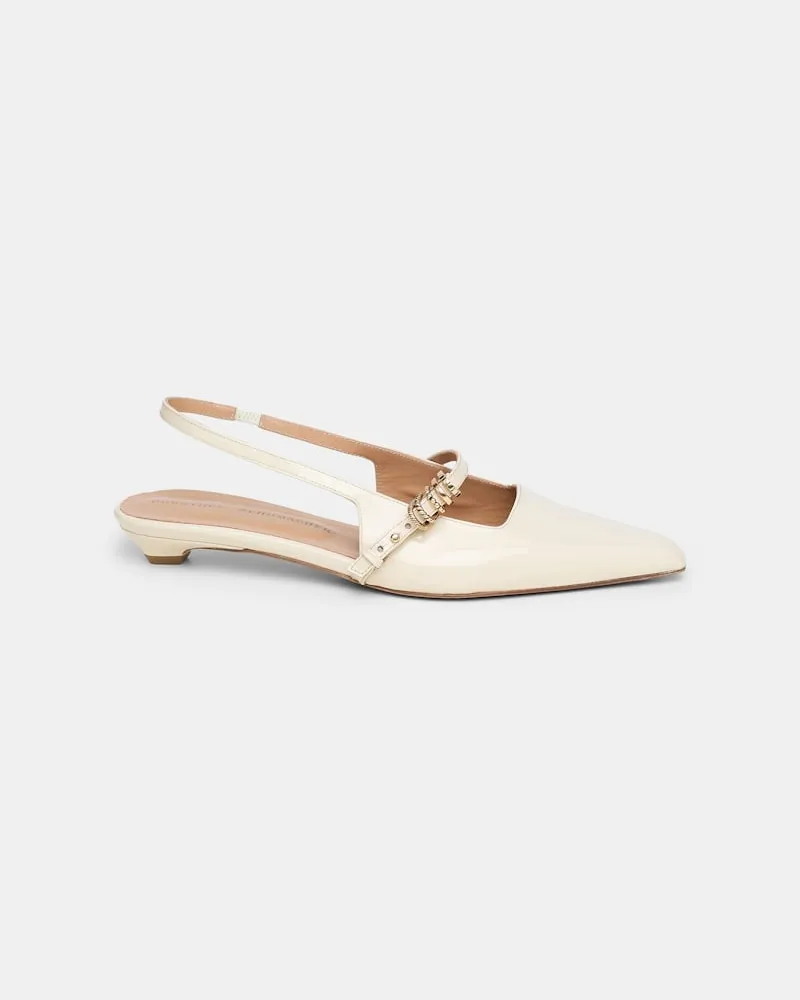 Dorothee Schumacher Flache Slingback-Pumps mit Signature D-Rings Weiß
