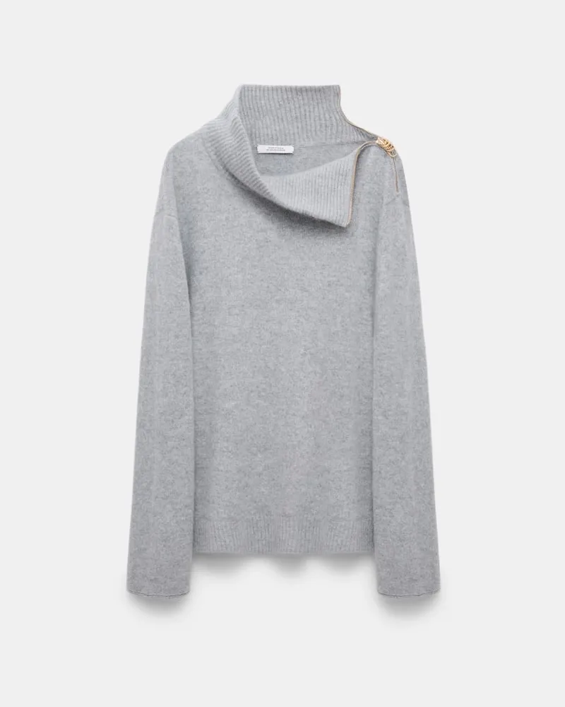 Dorothee Schumacher Fluffy Rollkragenpullover mit Reißverschluss Grau