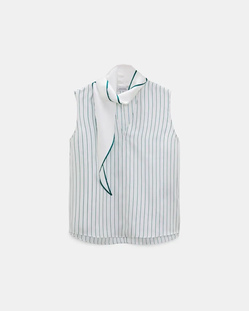 Dorothee Schumacher Ärmellose Bluse aus bedrucktem Seidentwill Grün