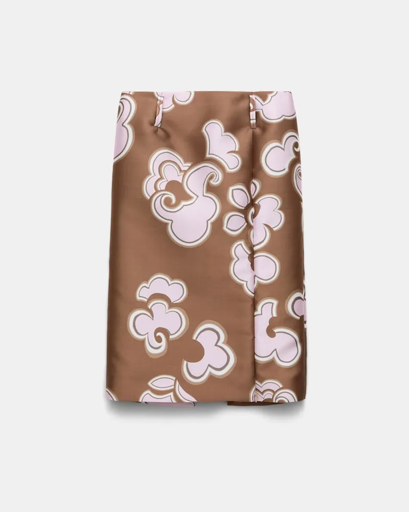 Dorothee Schumacher Pencilskirt mit Schlitz aus bedrucktem Duchesse-Twill Braun