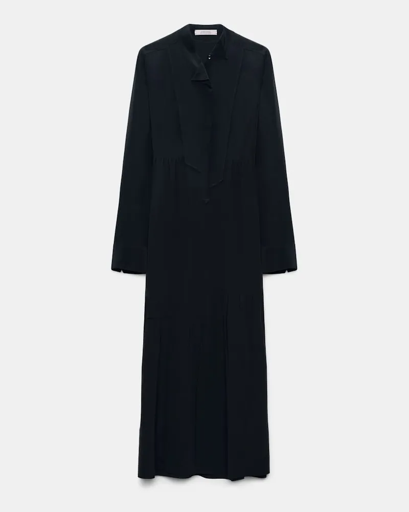 Dorothee Schumacher Seidenkleid mit Details aus Seiden Crêpe de Chine Blau
