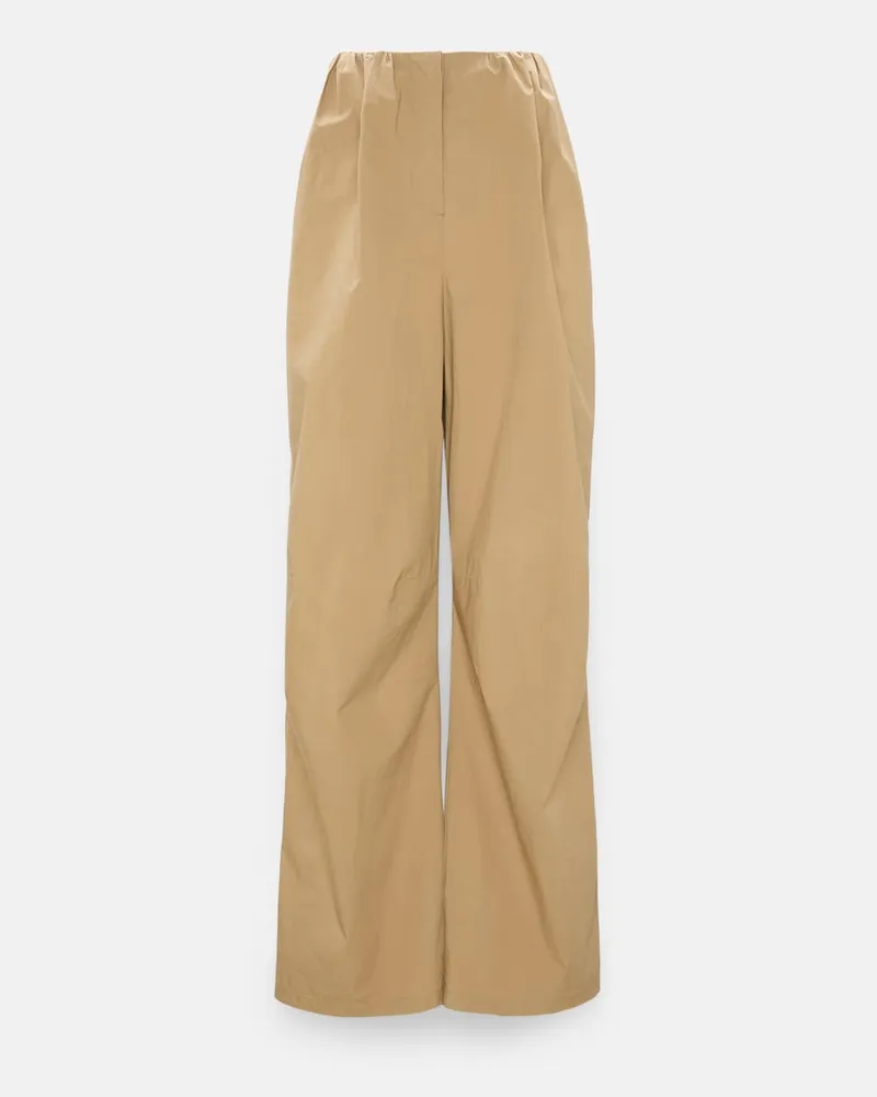 Dorothee Schumacher Hose mit Bundfältchen aus garment washed Baumwoll-Popeline Beige