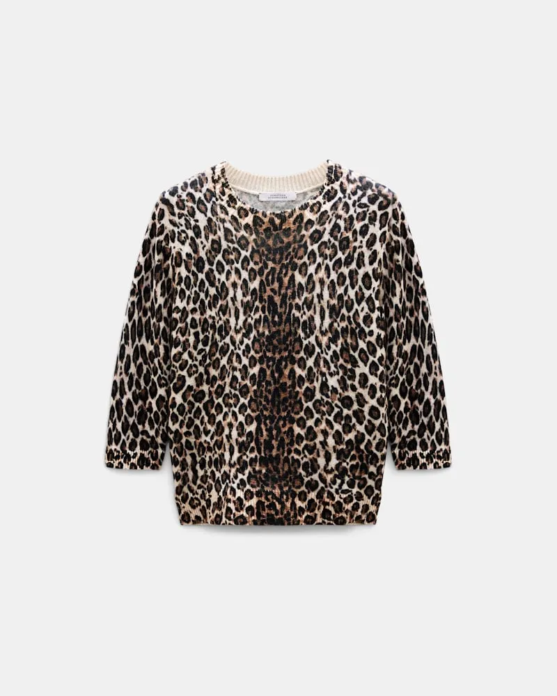 Dorothee Schumacher Pullover mit Leoparden-Print aus Merino und Kaschmir Braun
