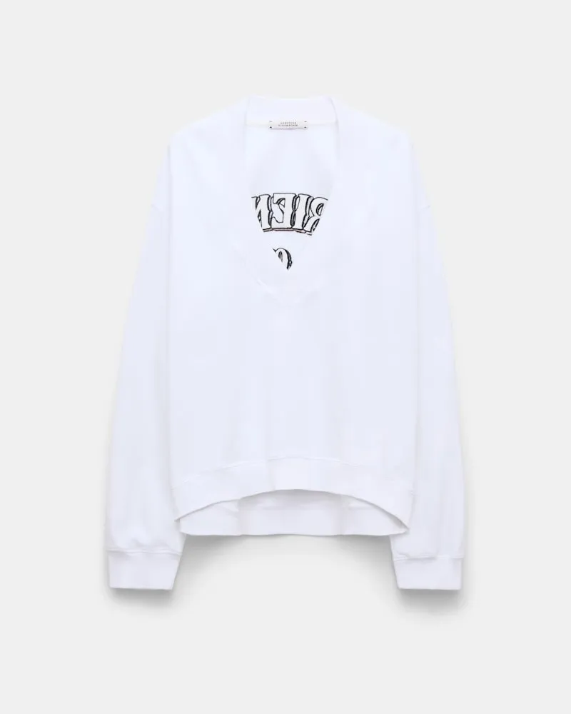 Dorothee Schumacher Oversized Sweatshirt mit Stickerei hinten Weiß
