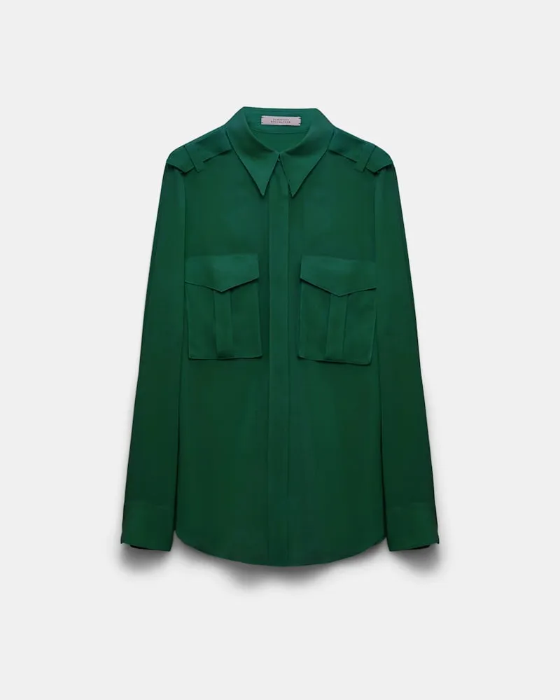 Dorothee Schumacher Seidenbluse aus Crêpe de Chine Grün