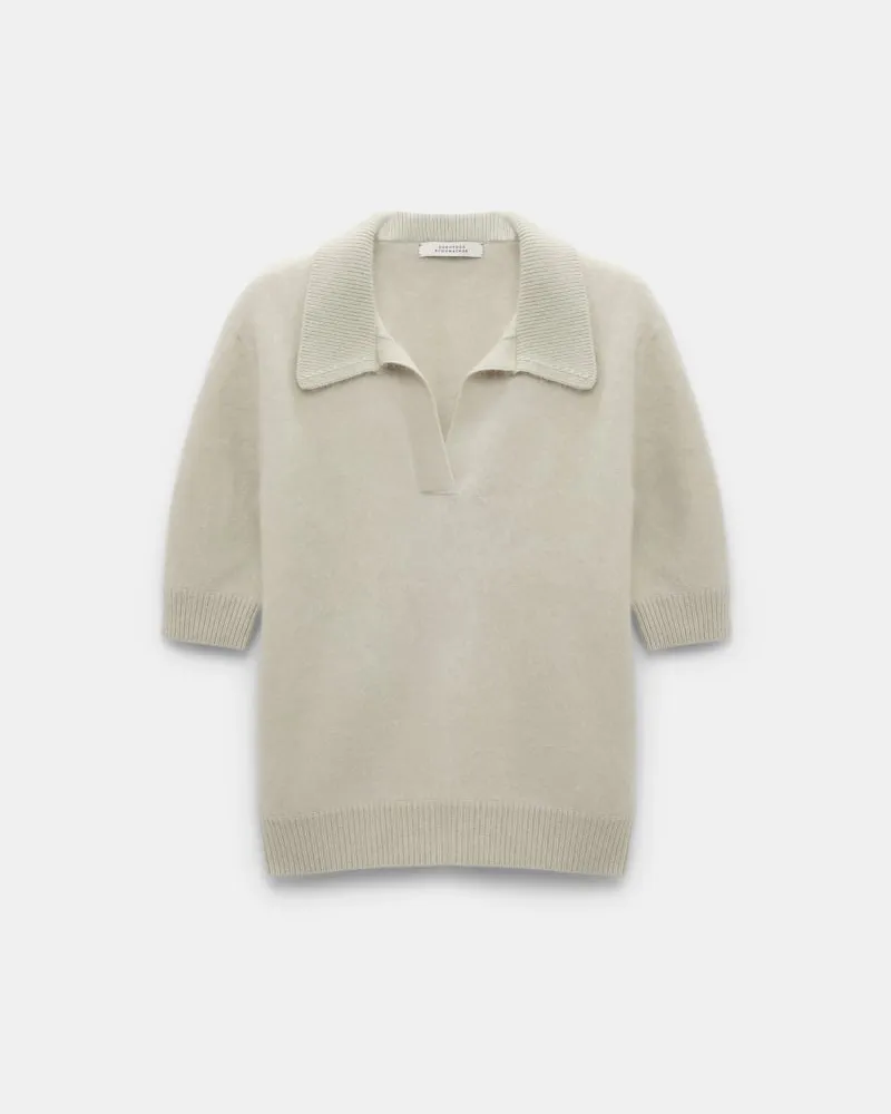 Dorothee Schumacher Pullover aus Merino-Kaschmir Mix mit Polokragen Grün