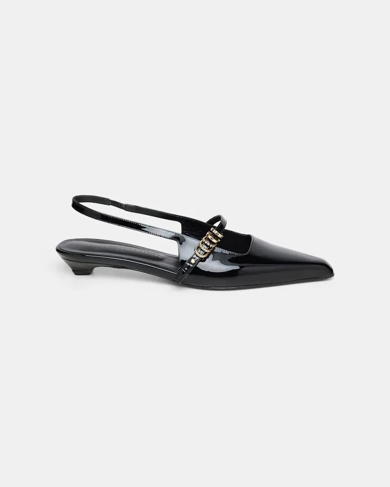 Dorothee Schumacher Flache Slingback-Pumps mit Signature D-Rings Schwarz