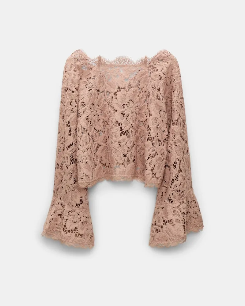 Dorothee Schumacher Verkürzte Bluse aus Spitze Braun