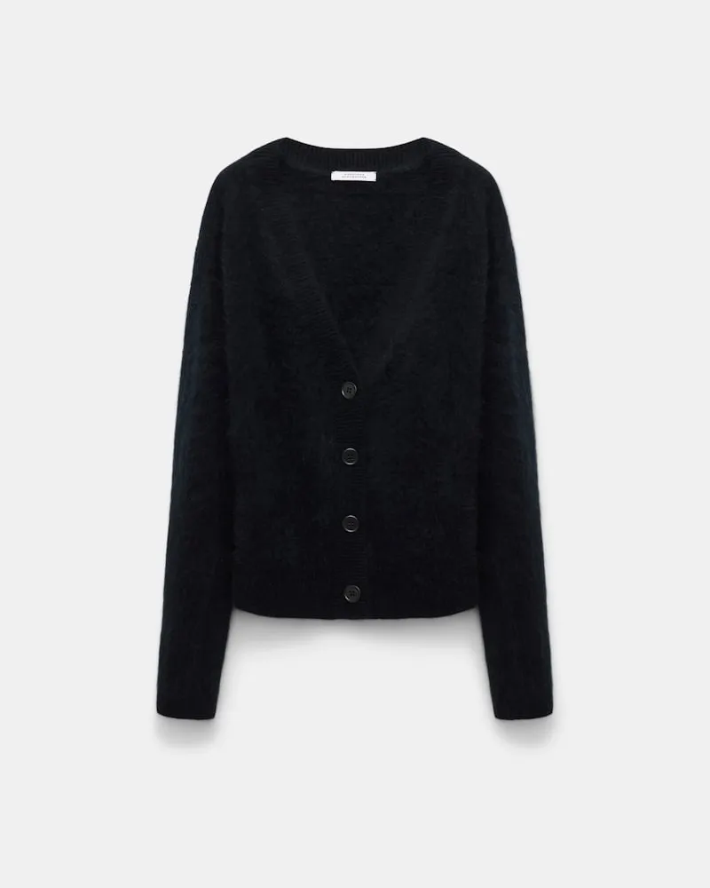 Dorothee Schumacher Fluffy Cardigan mit V-Ausschnitt Schwarz