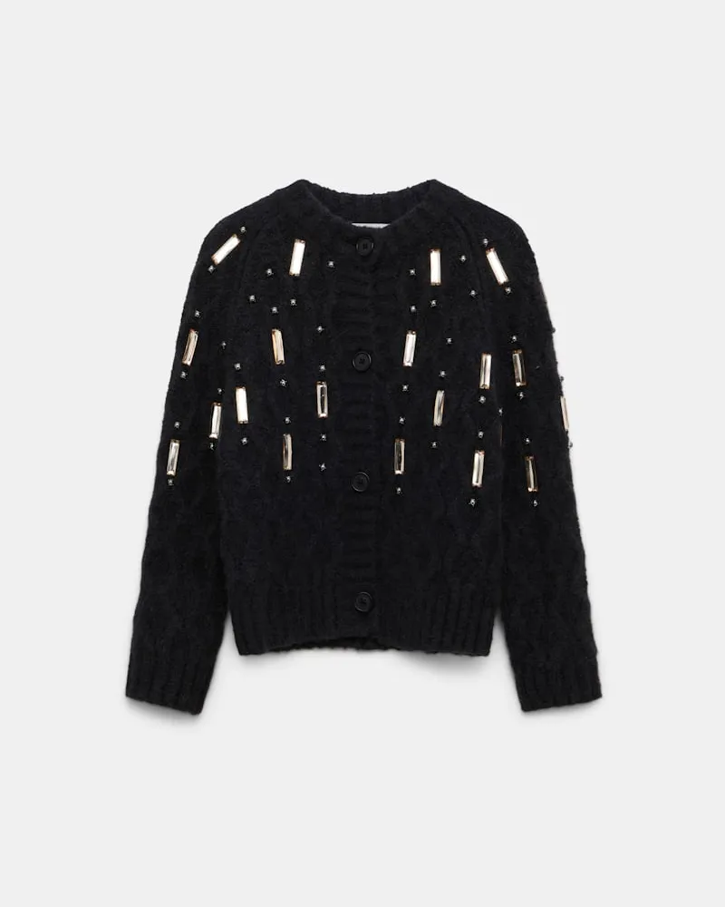 Dorothee Schumacher Von Hand bestickter Cardigan Schwarz