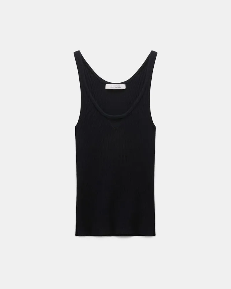 Dorothee Schumacher Tanktop mit Rundhalsausschnitt und Rippstrick Blau