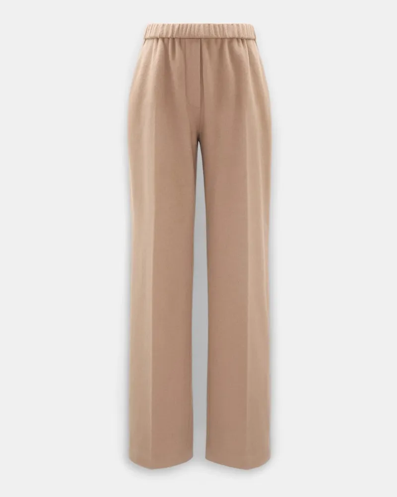 Dorothee Schumacher Trainingshose mit weitem Bein aus gebürsteter Wolle Beige