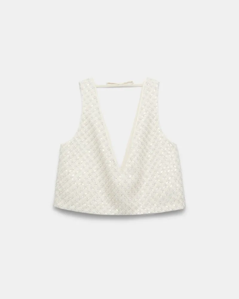 Dorothee Schumacher Cropped Top aus besticktem Duchesse Weiß