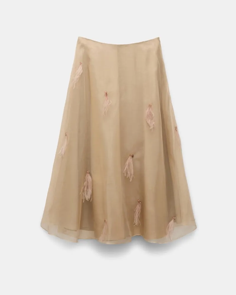 Dorothee Schumacher Von Hand bestickter Rock Beige