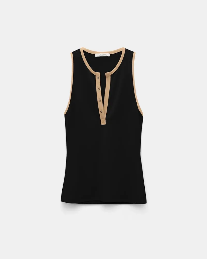 Dorothee Schumacher Punto Milano Top mit kontrastierender Zierleiste Schwarz